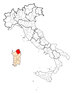 Map highlighting the location of the province of Olbia-Tempio in Italy
