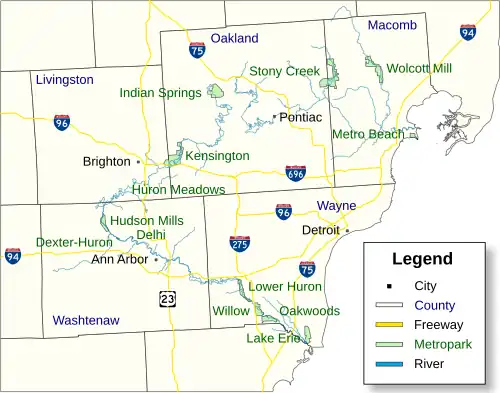 Indian Springs Metropark is located in Huron-Clinton Metroparks