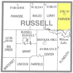 Location of Fairview Township in Russell County