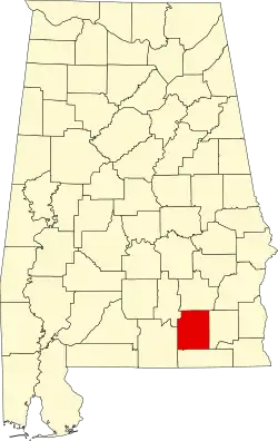 Map of Alabama highlighting Coffee County