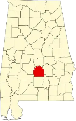 Map of Alabama highlighting Lowndes County