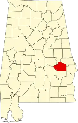 Map of Alabama highlighting Macon County