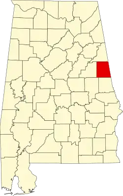 Map of Alabama highlighting Randolph County
