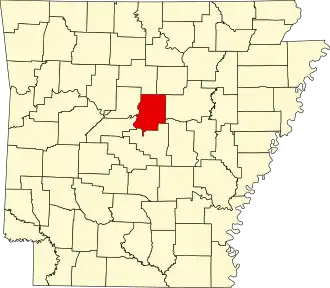Map of Arkansas highlighting Faulkner County