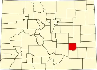 Map of Colorado highlighting Crowley County