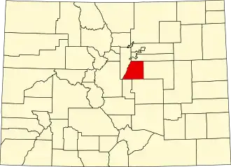 Map of Colorado highlighting Douglas County
