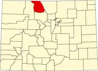 Map of Colorado highlighting Jackson County