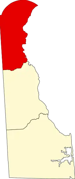 Map of Delaware highlighting New Castle County