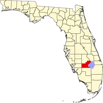 Map of Florida highlighting Glades County