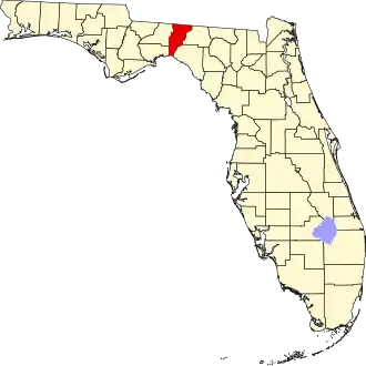 Map of Florida highlighting Jefferson County
