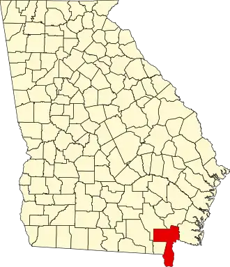 Map of Georgia highlighting Charlton County