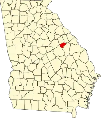 Map of Georgia highlighting Glascock County