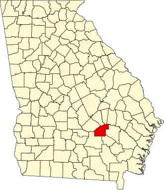 Map of Georgia highlighting Jeff Davis County