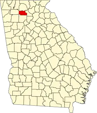 Map of Georgia highlighting Pickens County