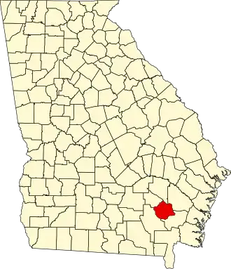 Map of Georgia highlighting Pierce County
