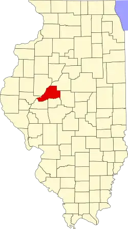 Map of Illinois highlighting Mason County