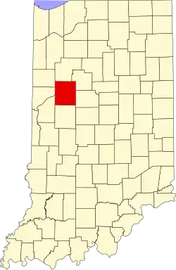 Map of Indiana highlighting Tippecanoe County
