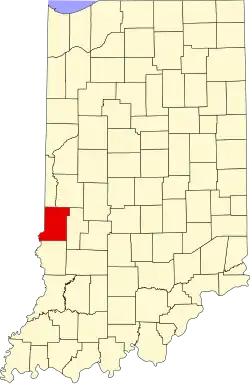 Vigo County's location in Indiana