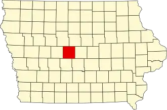 Map of Iowa highlighting Boone County