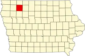 Map of Iowa highlighting Clay County