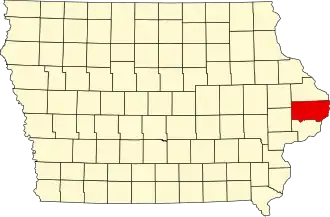 Map of Iowa highlighting Clinton County