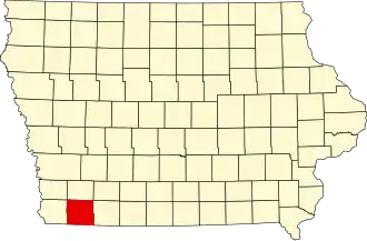 Map of Iowa highlighting Page County