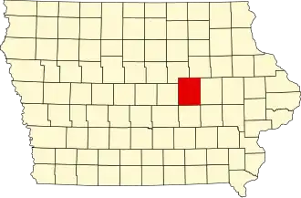 Map of Iowa highlighting Tama County