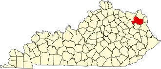 Map of Kentucky highlighting Carter County