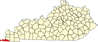 Map of Kentucky highlighting Fulton County