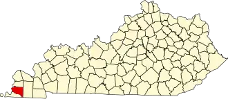 Map of Kentucky highlighting Hickman County