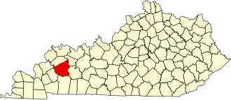 Map of Kentucky highlighting Hopkins County