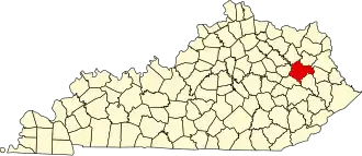 Map of Kentucky highlighting Morgan County