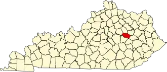 Map of Kentucky highlighting Powell County