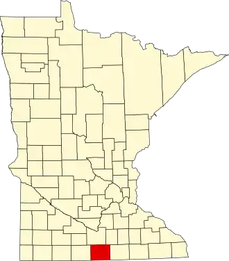 Map of Minnesota highlighting Faribault County