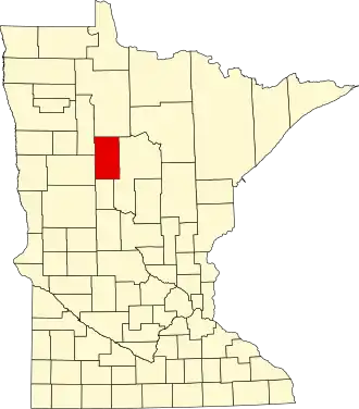 Map of Minnesota highlighting Hubbard County