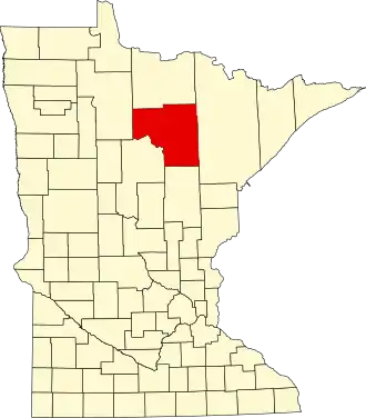 Map of Minnesota highlighting Itasca County