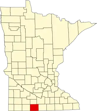 Map of Minnesota highlighting Martin County