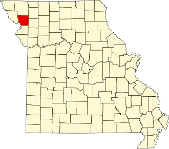 Map of Missouri highlighting Andrew County