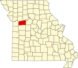 Map of Missouri highlighting Lafayette County
