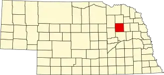 Map of Nebraska highlighting Madison County
