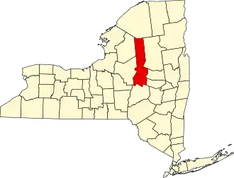 Map of New York highlighting Herkimer County