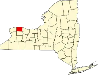 Map of New York highlighting Orleans County
