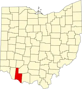Map of Ohio highlighting Brown County
