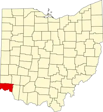 Map of Ohio highlighting Hamilton County