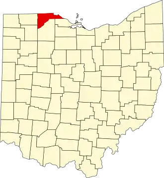 Map of Ohio highlighting Lucas County