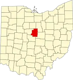 Map of Ohio highlighting Morrow County