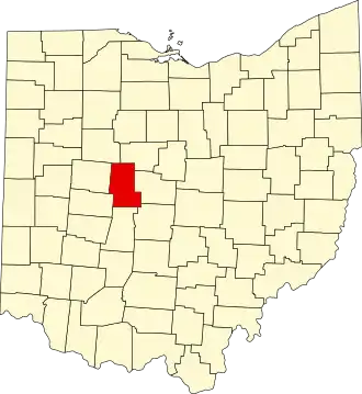 Map of Ohio highlighting Union County