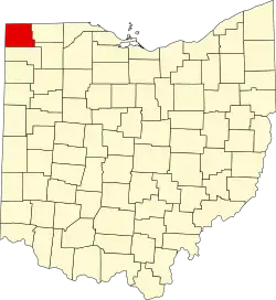 Map of Ohio highlighting Williams County