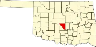 Map of Oklahoma highlighting Cleveland County