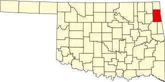 Map of Oklahoma highlighting Delaware County